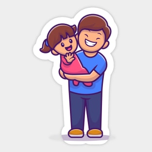 Cute Father And Daughter Sticker